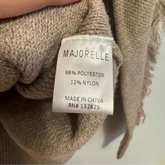 Revolve MAJORELLE Taupe Fringed Crew Neck Sweater - Picture 3 of 4